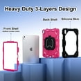 thumbnail image 2 of ELEHOLD Heavy Duty Case for iPad 10th Generation 2022, 3-Layer Rugged 360 Rotating Kickstand Handle Grip Detachable Shoulder Strap Kids Friendly Shockproof Case for iPad 10.9",Black+Rose, 2 of 8