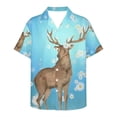 thumbnail image 4 of Camisas hawaianas con estampado de tigre y ciervo para hombre, blusas informales de manga corta para fiesta, abotonadas, para verano, 4 of 5
