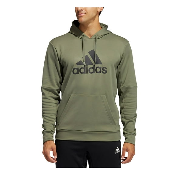 ADIDAS Mens Gray Logo Graphic Classic Fit Draw String Hoodie L