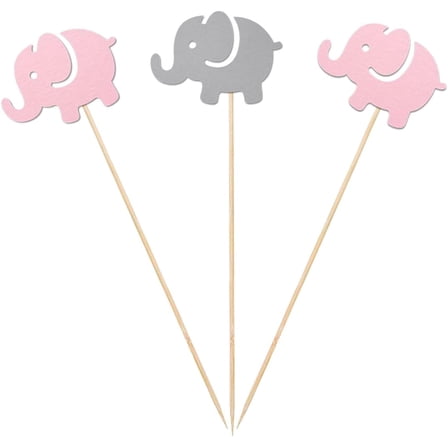 Pink Elephant Centerpiece Sticks, 12-Pack Table Topper Girl Birthday Baby Shower Party Decorations
