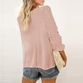 thumbnail image 4 of Women Trendy Blouses Casual Loose Henley Tops Pullover Hollow-Out Button Long Sleeve Shirts Solid Color Pleates Top, 4 of 5