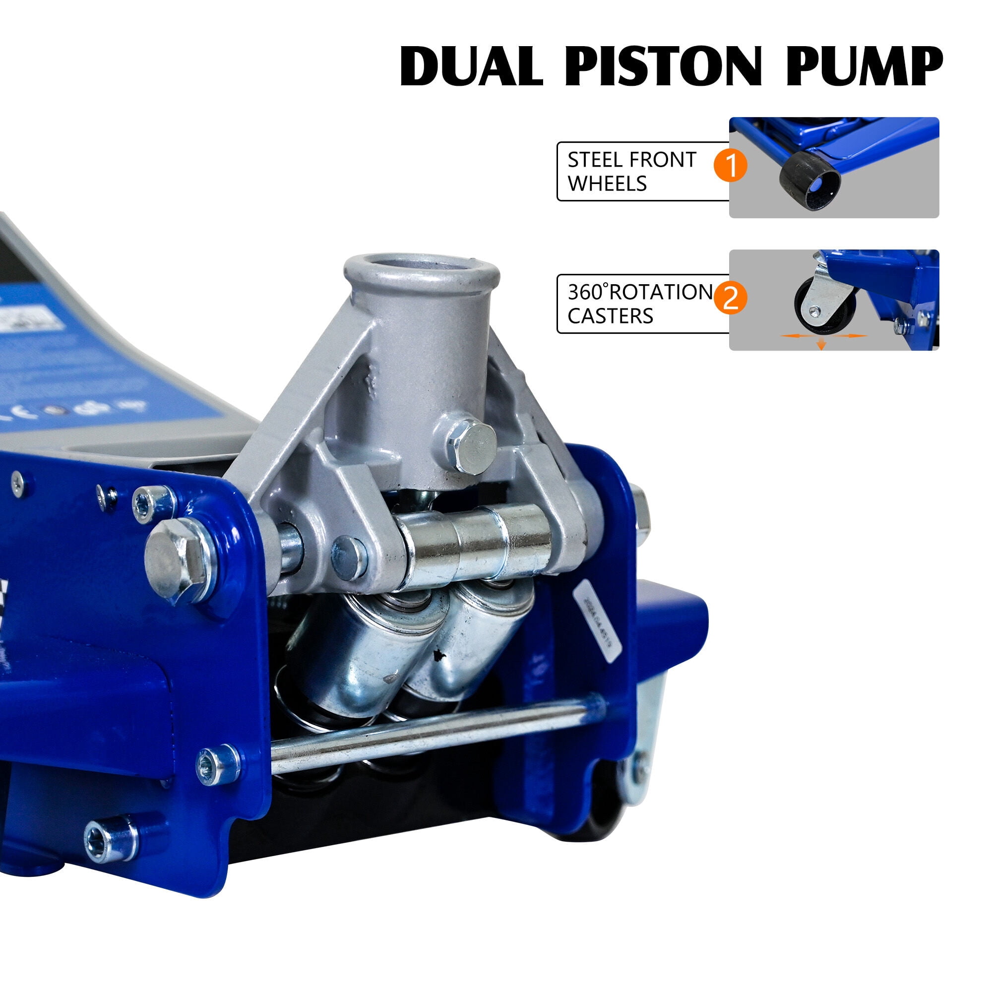 3-Ton Low-Profile Hydraulic Floor Jack with Dual-Piston Pump, 6,600 lb Capacity