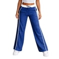 thumbnail image 4 of Women's Y2K Baggy Sweatpants Striped Wide Leg High Waisted Track Pants Casual Drawstring Jogger Pant with Pockets, 4 of 6