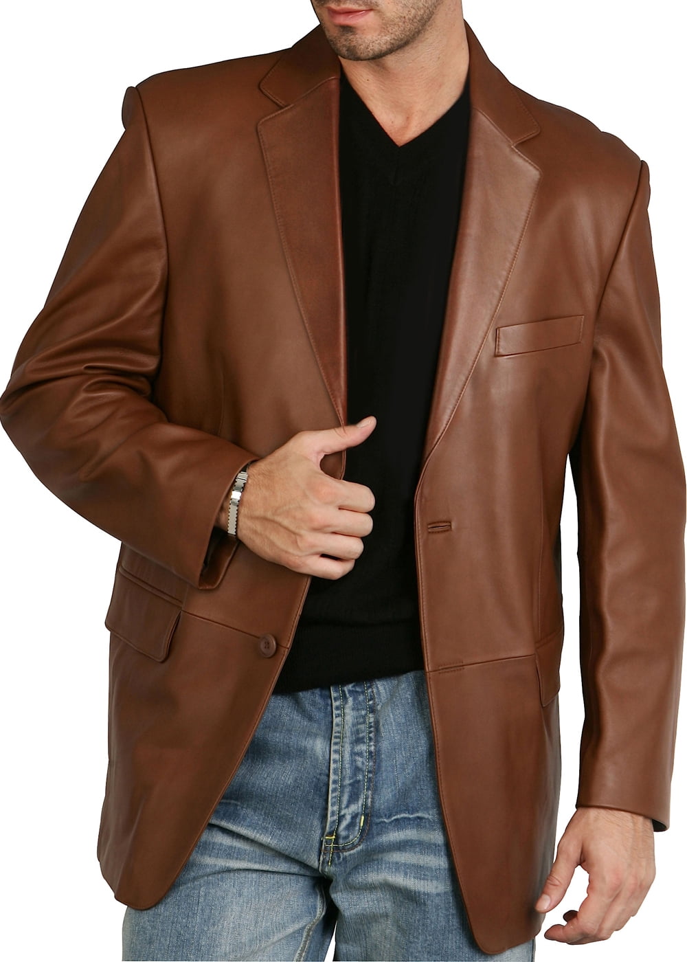 BGSD Men's Richard Classic Leather Blazer Lambskin Sport Coat Jacket ...