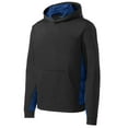 thumbnail image 5 of Sport-Tek Youth Sport Wick CamoHex Fleece Colorblock Hooded Pullover-L (Black/ True Royal), 5 of 6