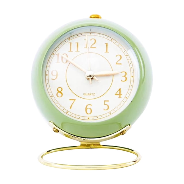 Small Desk Clocks For Shelf Bedroom Office, Table Alarm Clocks, Gold Vintage Metal Living Room Decor Clock