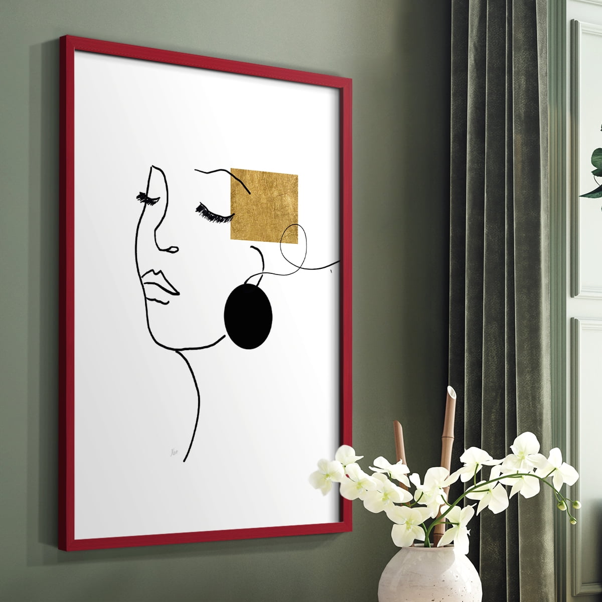 Shapes and Lines II in Red Solid Wood 8 x 10 Framed Print