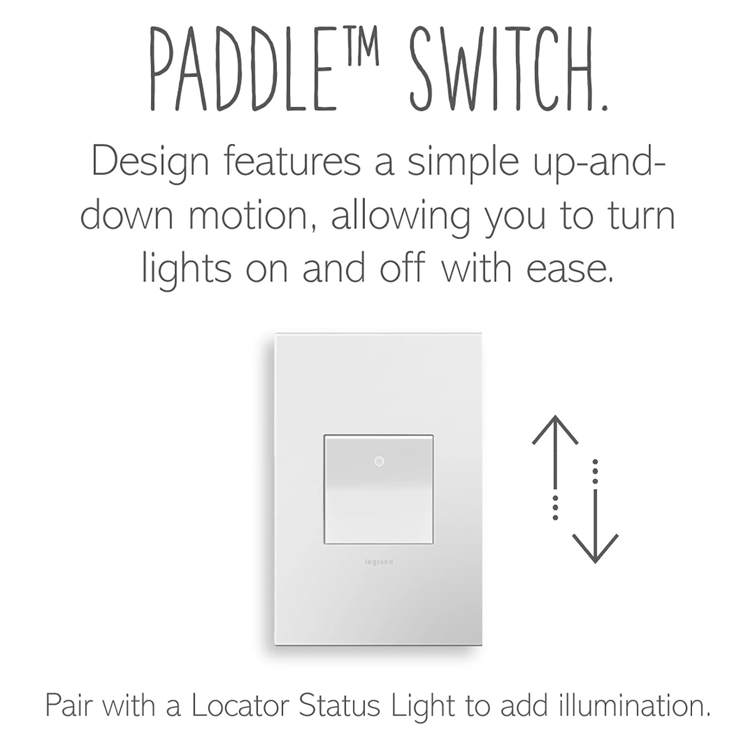 Legrand Adorne 15A 1 or 3-Way Paddle Switch (White Finish), ASPD1532W4