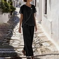 thumbnail image 2 of UPPADA 2 Piece Outfits Sets for Women Casual Summer Travel Vacation Outfits Short Sleeve Shirts and Wide Leg Pants Set Ladies Loose Linen Pants Lounge Sets Black,M, 2 of 7