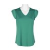 Adrianna Papell V-Neck Double Pleated Sleeve Solid Knit Moss Crepe Top-GREENLAKE