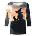 thumbnail image 4 of FDGIU 2025 Women's Plus Size Tunic Tops - Funny Halloween Novelty Shirts, 3/4 Length Sleeve Crew Neck Blouse, Loose Fit Casual Fall Winter Tops, 4 of 5