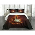 thumbnail image 3 of Ambesonne Guitar Quilted Bedspread Set 3 Pcs, Instrument in, Queen Size, Orange Maroon Black, 3 of 5