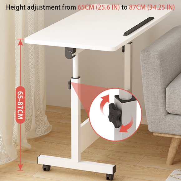 Veecom Small Adjustable Standing Desk, Mobile Stand-Up Desk with Wheels, Portable Office Computer Workstation