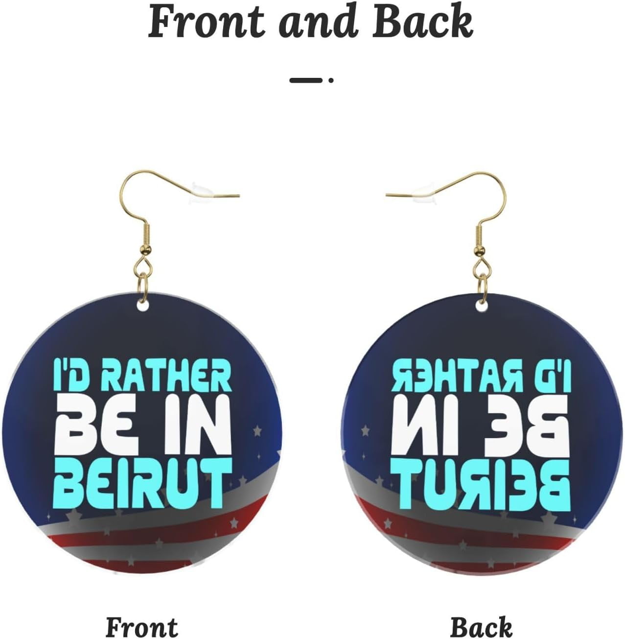 I'D Rather Be In Beirut Contemporary Round Acrylic Earrings Lightweight Multi-functional For All Occasions[p243]