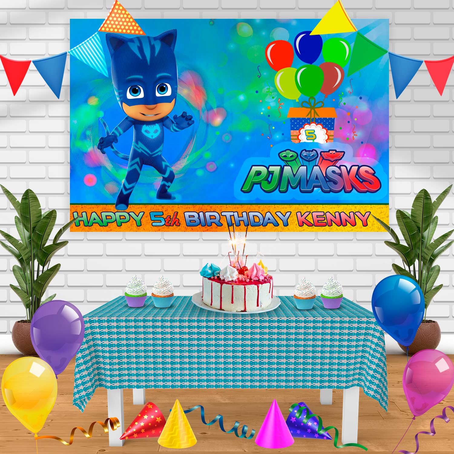 C-Bn-0033 Happy Birthday Banner – Riesiges Stoffbanner 185 X 90 Cm, Polyester, Mit Bändern Zum Aufhängen