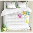 thumbnail image 1 of New Year King Size Duvet Cover Set, Colorful Baubles on Fir Branches Seasonal Ornaments Christmas Themed Illustration, Decorative 3 Piece Bedding Set with 2 Pillow Shams, Multicolor, by Ambesonne, 1 of 3