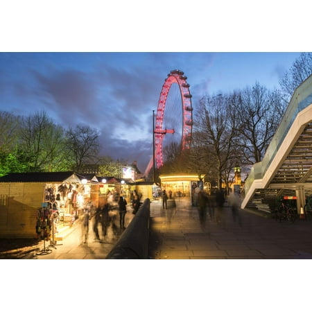 Christmas Markets London Eye Christmas Market in Jubilee Gardens, with the London Eye at Night, South Bank, London, England Print Wall Art By Matthew Williams-Ellis ()