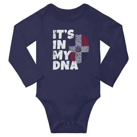 

It s In My Dominican DNA Baby Long Sleeve Bodysuit Outfits (Navy 18 Months)