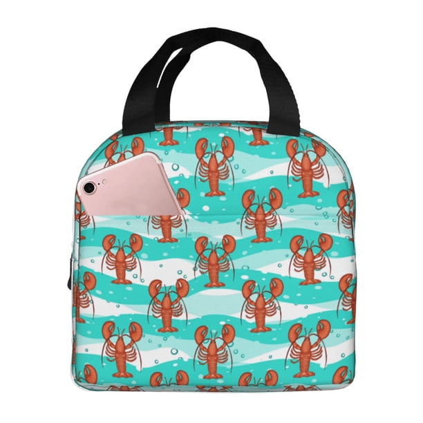 Easygdp Lobsters Of Turquoise Waves Bolsa Térmica Premium - Tela Oxford Impermeable, Gran Capacidad, Bolsillo Frontal, Unisex para Trabajo, Escuela, Actividades al Aire Libre y Picnics