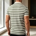 thumbnail image 6 of Mens Polo Shirts Loose Bussiness Striped Shirt Cotton Moisture Wicking Classic Collared Casual Golf Shirts for Middle-aged Size M-4XL Green, 6 of 9