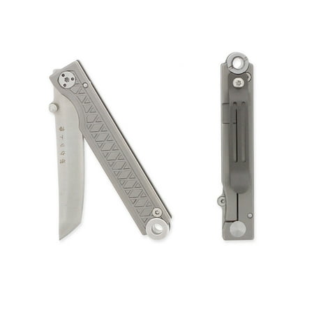 StatGear Pocket Samurai Titanium Keychain Knife (Grey) - EDC, Survival, Folding Small Knife