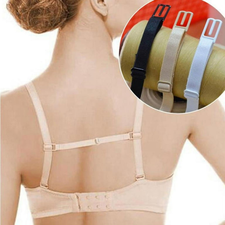 3pcs Back Breast Strap Clip Rope Holder Women Non-Slip Bra Beige