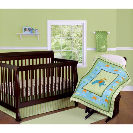 Step By Step Elephant Crib Bedding 3 Piece Set Green Walmart