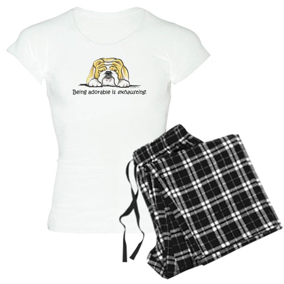 CafePress - Adorable Bulldog Women's Light Pajamas - Women's Short Sleeve Print T-Shirt and Pants Light Cotton Pajama Set