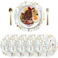 thumbnail image 3 of GZHJMY Beautiful Flowers Round Placemats for Dining Table Set of 6 Washable Table PVC Placemats Table Decoration Heat Insulation（764）, 3 of 7