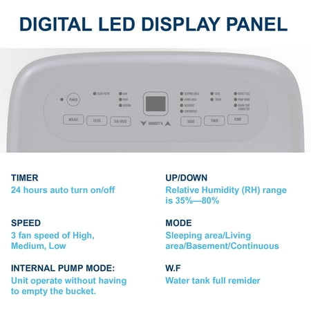 JHS - 50 Pint Dehumidifier with Built-In Pump - White