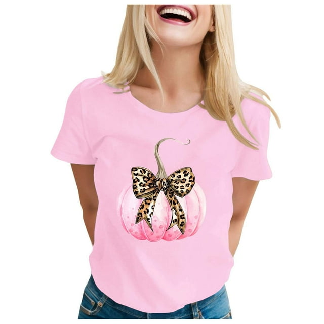 TSADFHJI Hauts de Noël pour Femmes avec Lumières T-Shirt Imprimé Cancer Décontracté TTTG Rouge Melon D\'eau