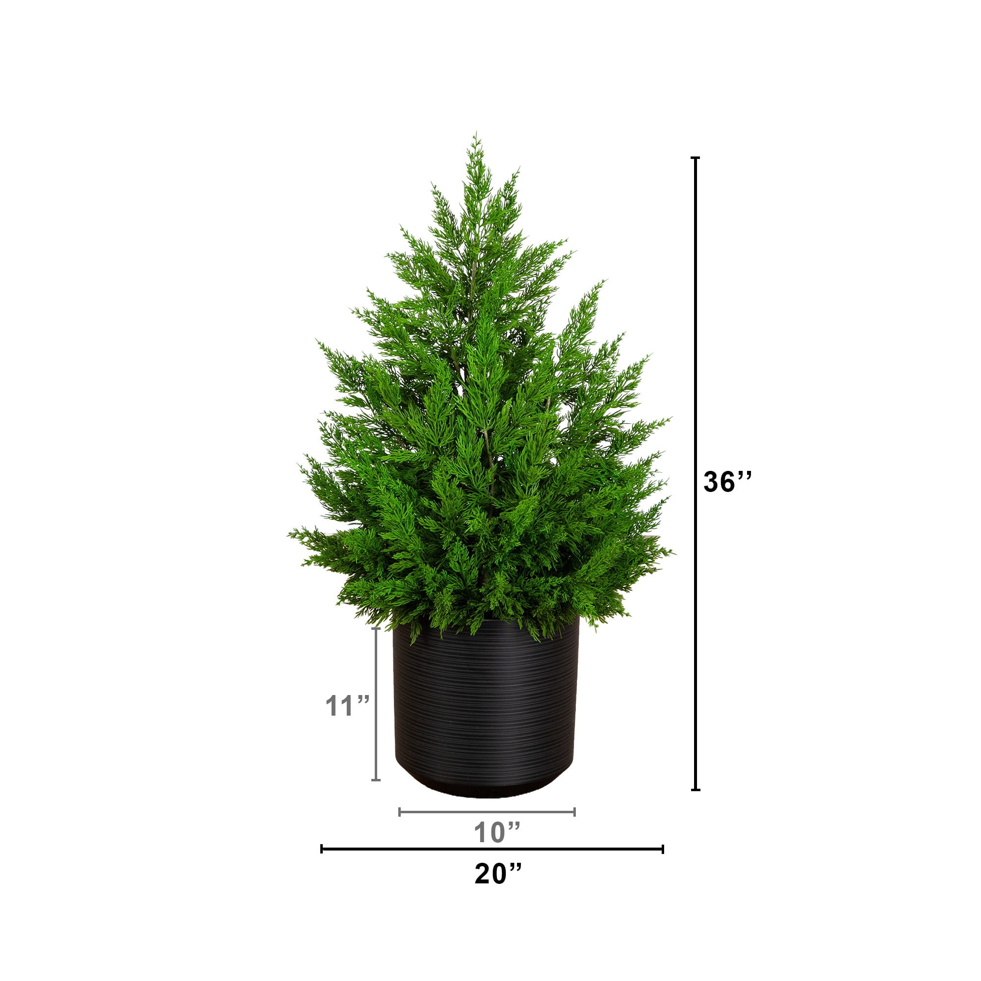 3ft. Artificial Real Touch Winter Cypress Bush in Black Decorative Planter
