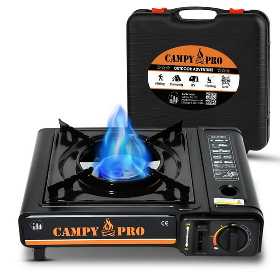 Campy Pro Portable Butane Gas Stove with Automatic Ignition and Carrying Case