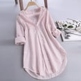 thumbnail image 4 of 2025 Femmes Chemises à Rayures Longues d'Haltérophilie Manches Longues Col Rabattu Bouton Coton T-Shirts à Manches Longues pour Femmes Haut Ample Chemises Blouse, 4 of 5