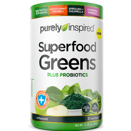 Purely Inspired Superfood Greens + Probiotics, Immune Support Powder, Unflavored, 31 servings