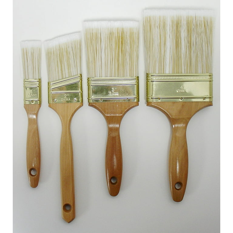 4pc Angled Paint Brush Set 1 inch, 2 inch Angle, 3 inch, 4 inch 100% Polyester for All Paints
