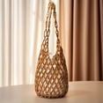 thumbnail image 3 of HUISZJ Woven Hand Bag, Creative Hollow Tote Bag, Handmade Beaded Shoulder Bag for Travel Commute Work (Brown), 3 of 10