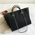 thumbnail image 4 of LinYooLi Women Canvas Handbag Large Capacity Chain Tote Bag PU Handle Shoulder Bag, 4 of 6