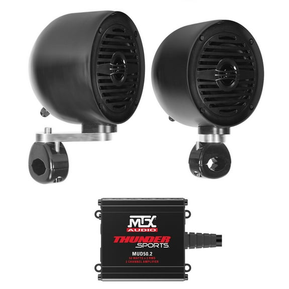 (2) Rockville MS40B Black 4" Tower Speakers MTX Amplifier For ATV/UTV/Cart