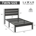 thumbnail image 4 of Fluest Twin Bed Frame with Rustic Vintage Wood Headboard and Footboard, Grey, 4 of 6
