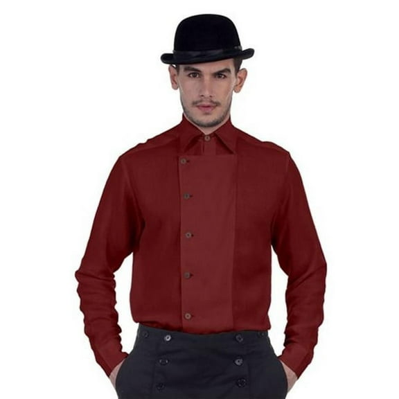 The Pirate Dressing C1293 Ulysses Side-Button Shirt- Chocolate - Medium