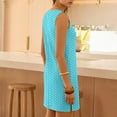 thumbnail image 5 of Qiopertar Women's Casual Polka Dot Sleeveless Dress Round Neck Side Slit Pullover Summer Beach Vacation Boho Flowy A-Line Dress, Light Blue XL, 5 of 6