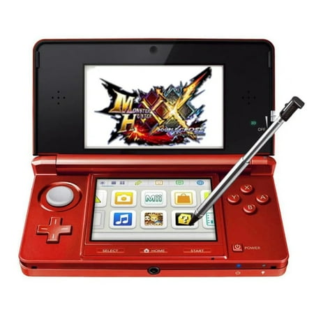 Original Nintendo 3DS Console Red Enhanced Resolution Mod 840x480 w/ Accessories