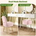 thumbnail image 6 of Vanity Stool Chair with Storage and Folding Back, 13.4" x 15" x 30" Square Faux Fur Soft Ottoman, 4 Metal Legs with Anti-Slip Feet, Furry Padded Seat for Makeup, Bedroom, Pink, 6 of 8