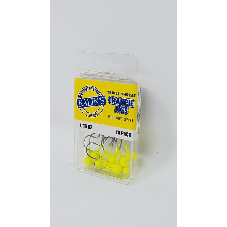 Kalins Freshwater Triple Threat Fishing Jig, Chartreuse, 1/16 oz