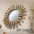 thumbnail image 3 of TPBSITNS Wooden Wall Mirror Decorative, Rustic Wood Mirror Decor 12in/30cm Sunburst Boho Hanging Mirrors for Bedroom Living Room Bathroom Entryway Farmhouse Home Gift with Nice Sticker Decals, 3 of 7