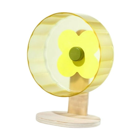 Hamster Exercise Wheel Silent Adjustable .7inch Guinea Pig Jogging Wheel Rounded Edges for Hedgehogs, Rats, Squirrel Stable with Rack Yellow