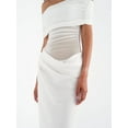 thumbnail image 4 of NJWS Women Y2k Maxi Dress Off Shoulder Ruched Sheer Mesh Long Dress Cut Out Skirt, 4 of 5