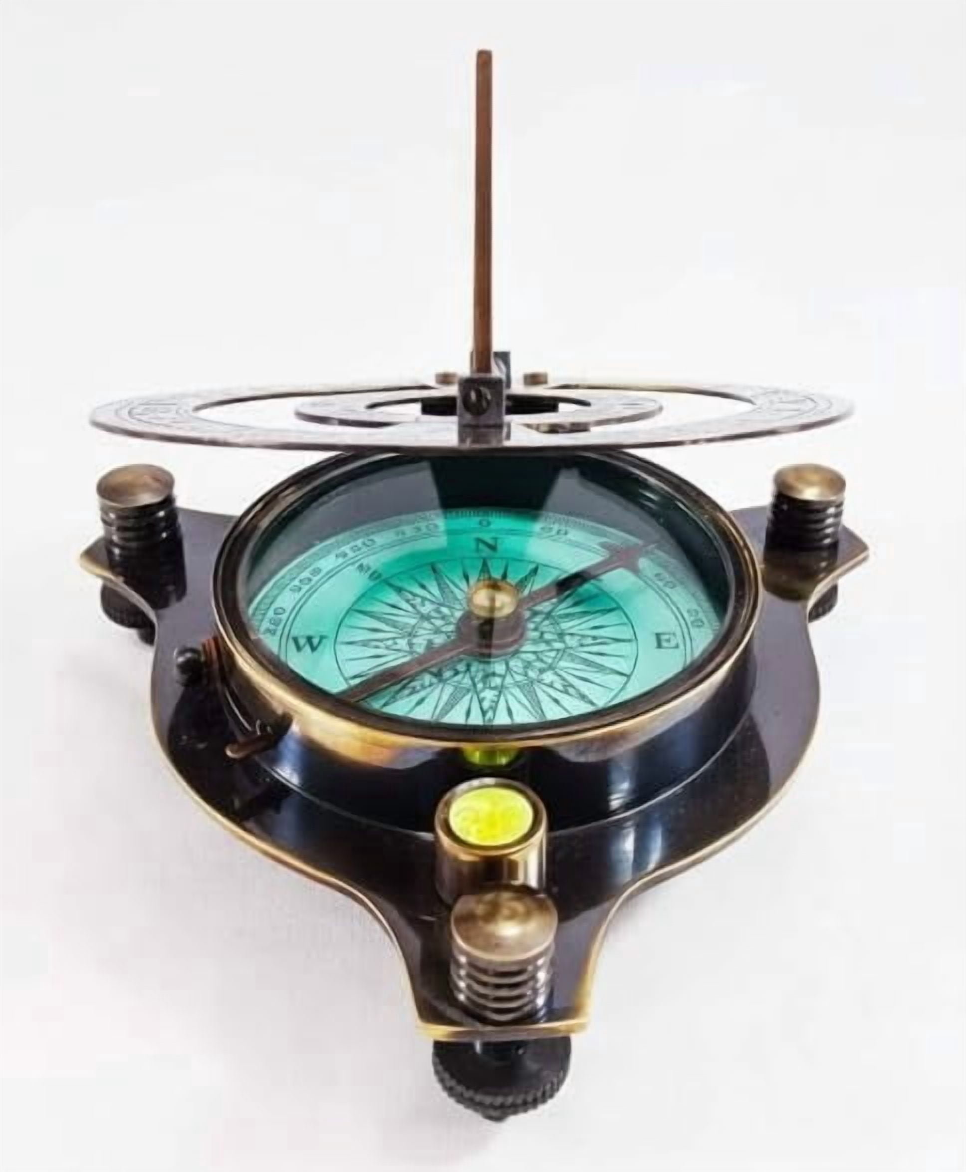 Maritime treasures Vintage Brass Surveyor Compass with Clinometer & Sighting Arm – Antique Style Professional Navigation Compass