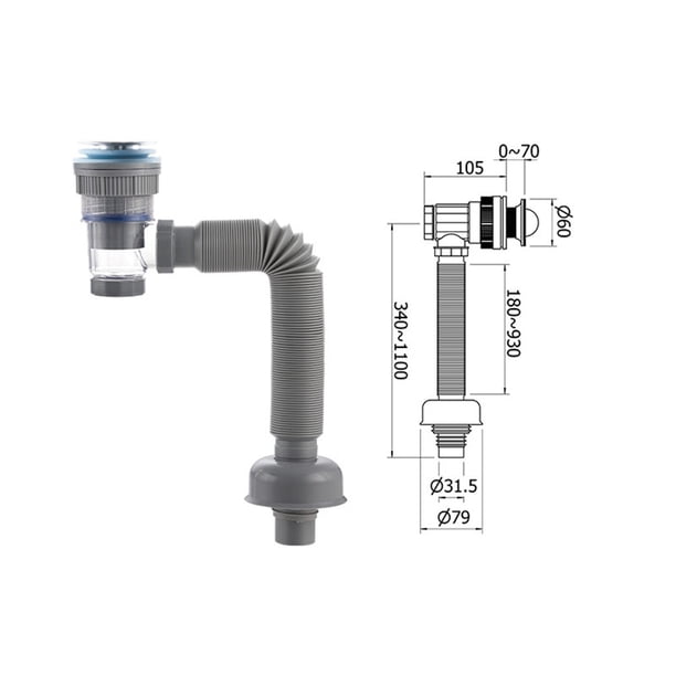Fácil de enchufar diseño lavabo tubo de drenaje de plástico tubo de drenaje lateral de drenaje recto